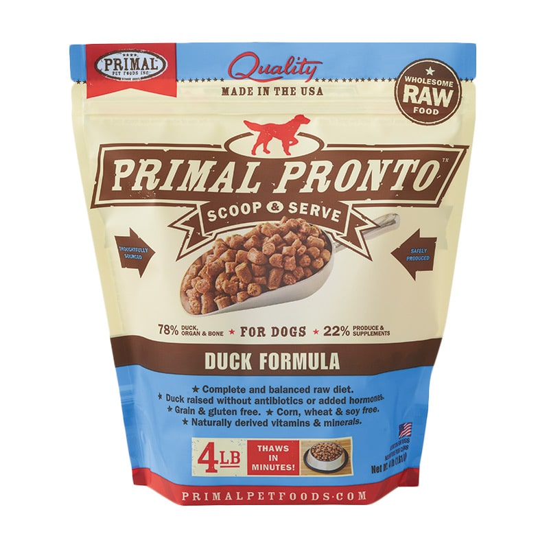 PRIMAL RAW FROZEN PRONTO DUCK DOG 4LB