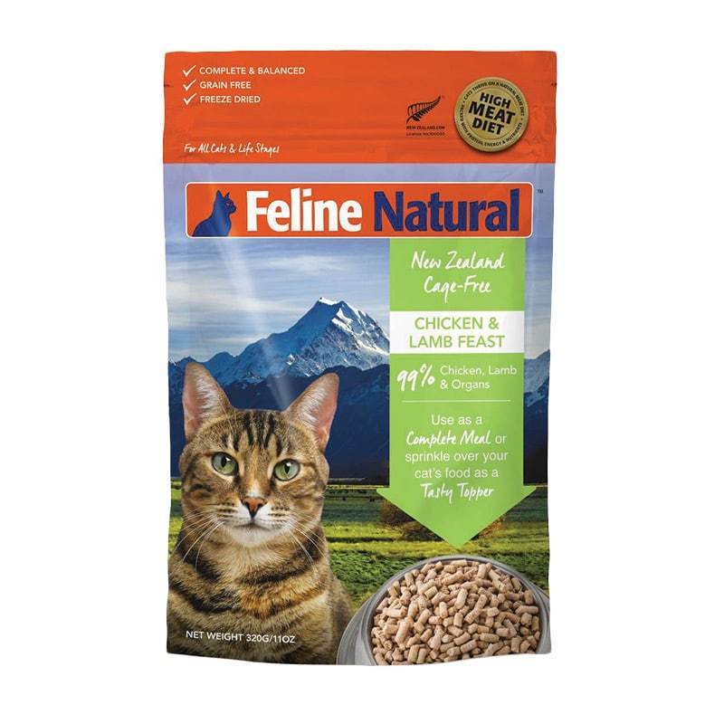 FELINE NATURAL FREEZE DRIED CHICKEN/LAMB 320G