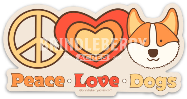 BRINDLEBERRY ACRES PEACE LOVE DOGS STICKER