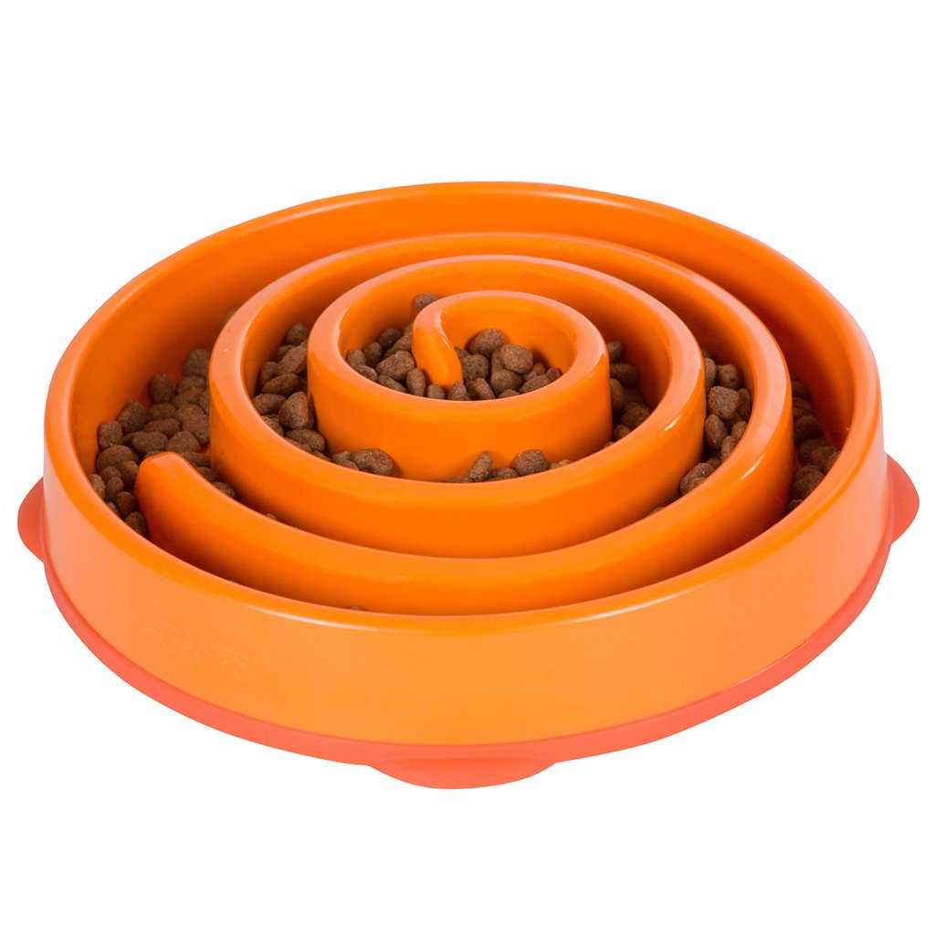 OUTWARD HOUND FUN FEEDER CORAL ORANGE