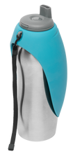 Load image into Gallery viewer, MESSY MUTTS STAINLESS STEEL TRAVEL WATER BOTTLE BLUE
