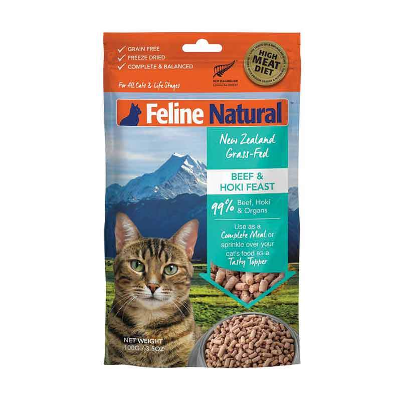 FELINE NATURAL FREEZE DRIED BEEF/HOKI 100G