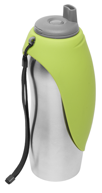 MESSY MUTTS STAINLESS STEEL TRAVEL WATER BOTTLE GREEN