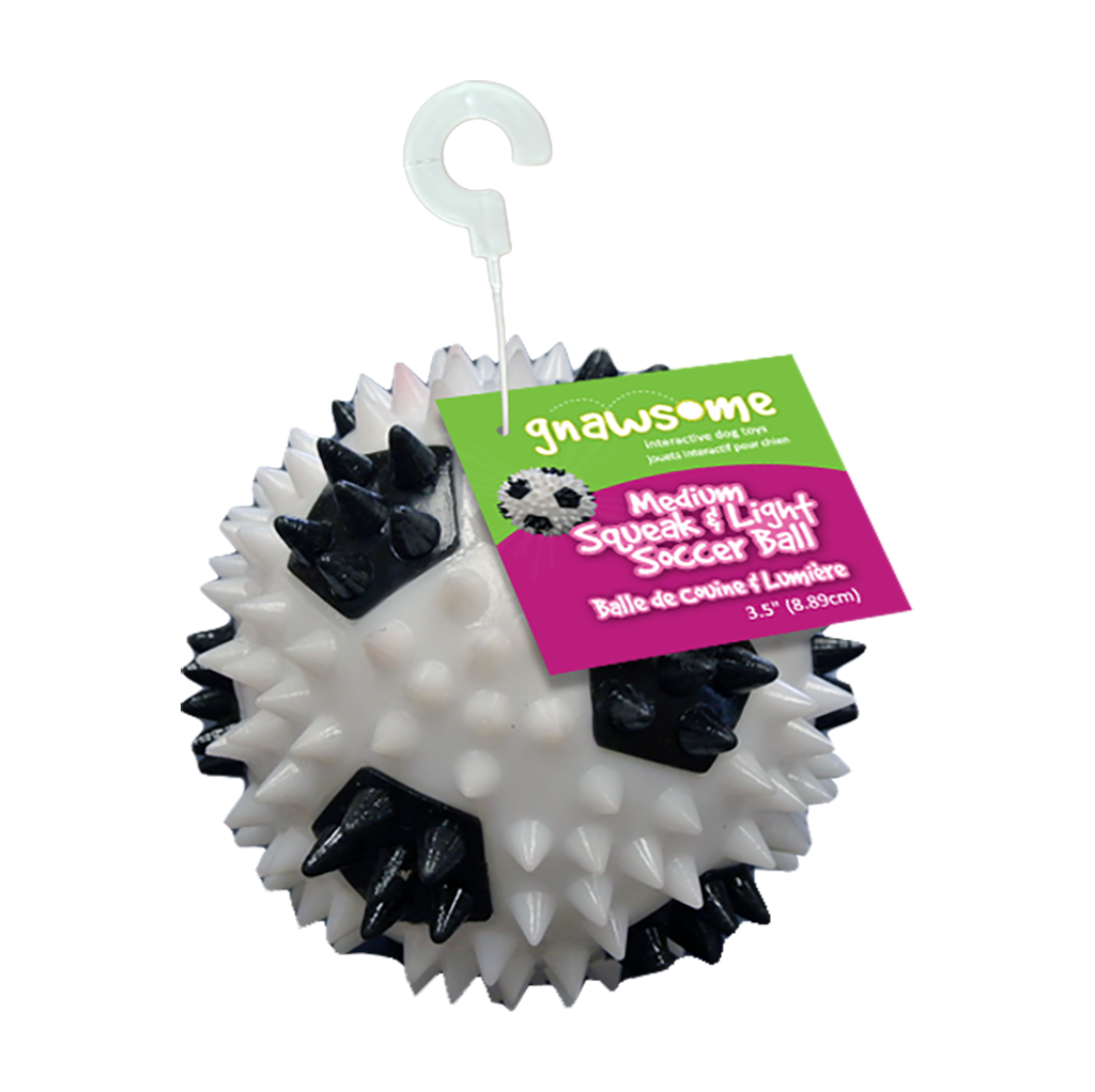 GNAWSOME SQUEAK/LIGHT SOCCER BALL MED 3.5