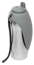 Load image into Gallery viewer, MESSY MUTTS STAINLESS STEEL TRAVEL WATER BOTTLE GREY
