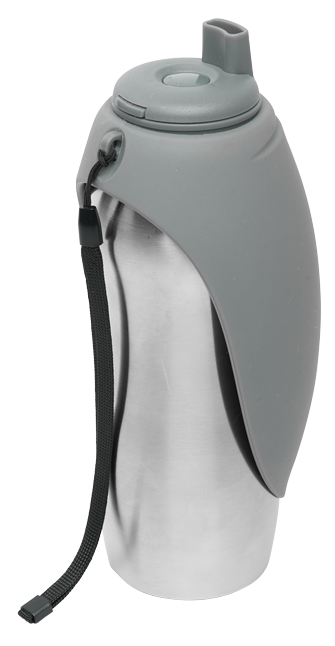 MESSY MUTTS STAINLESS STEEL TRAVEL WATER BOTTLE GREY