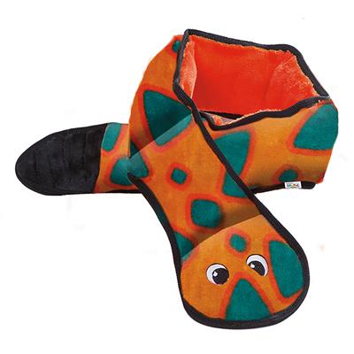 OUTWARD HOUND INVINCIBLES SNAKE 6 SQUEAK ORANGE/BLUE