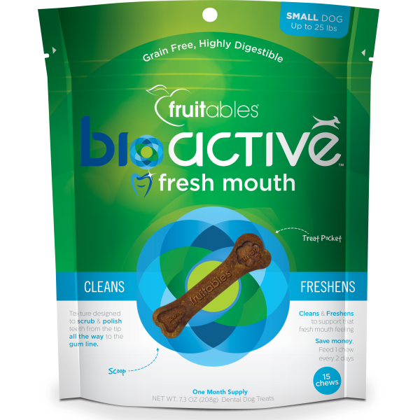 FRUITABLES BIOACTIVE DENTAL CHEWS SMALL 15 COUNT