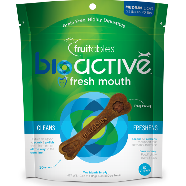 FRUITABLES BIOACTIVE DENTAL CHEW MEDIUM 10 COUNT