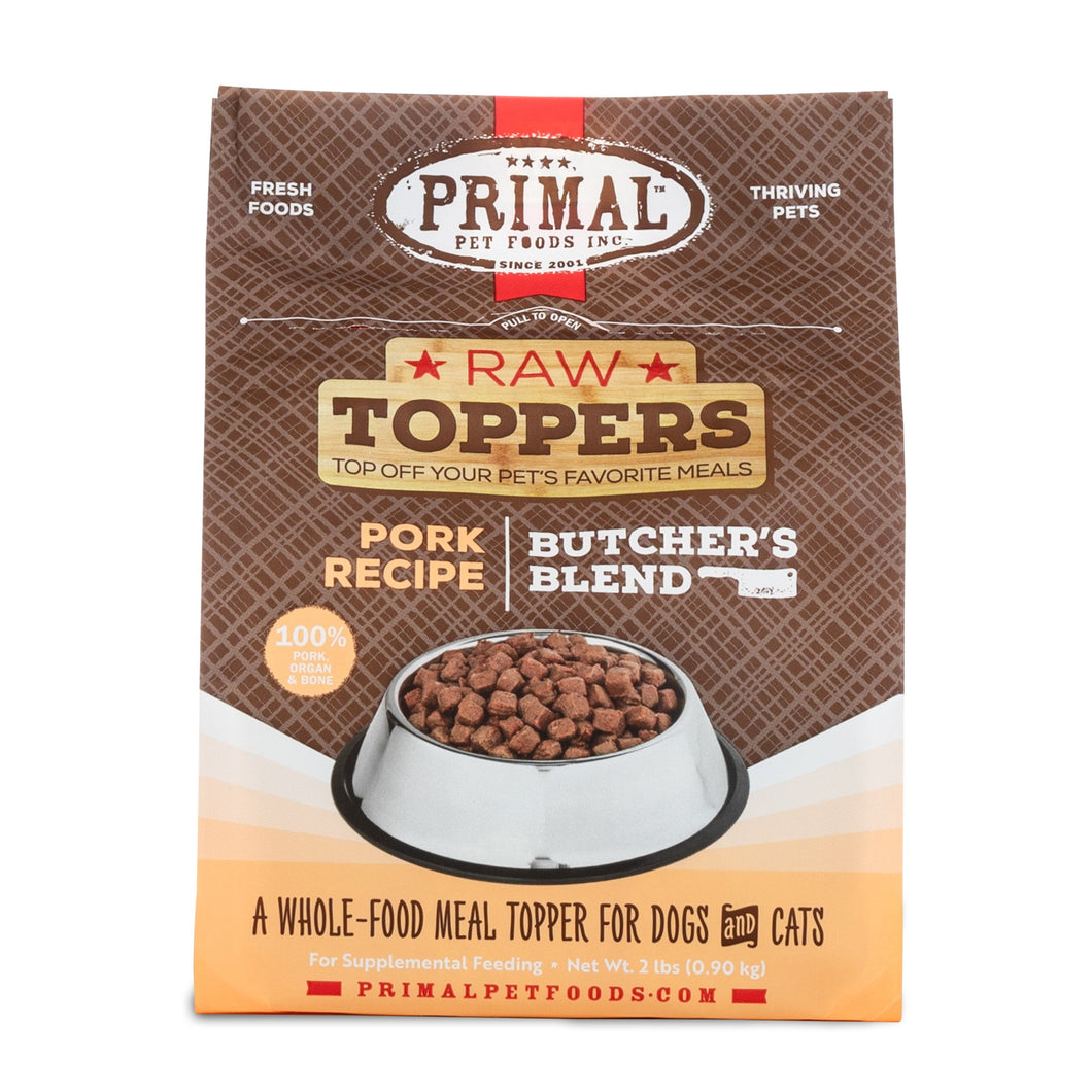 PRIMAL RAW TOPPERS BUTCHER'S BLEND PORK DOG 2LB