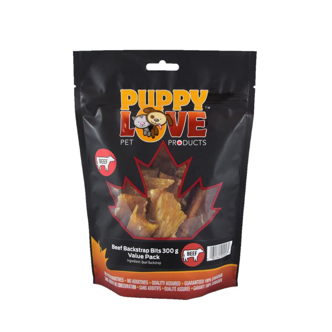 PUPPY LOVE BISON BACKSTRAPS BITS 300G