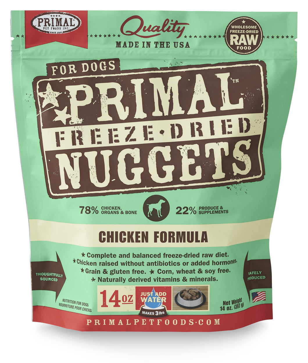 PRIMAL FREEZE DRIED CHICKEN DOG 14OZ