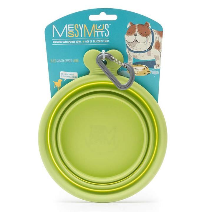 MESSY MUTTS SILICONE COLLAPSIBLE BOWL GREEN MED
