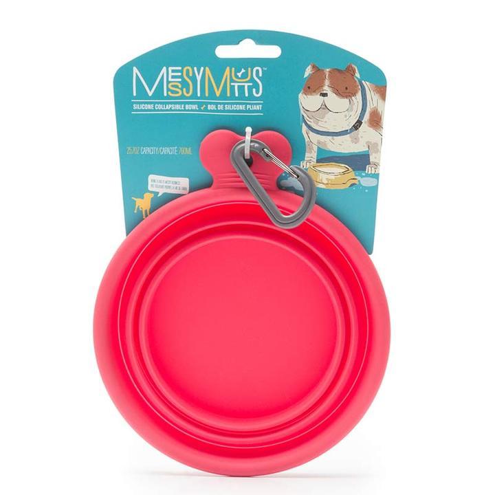 MESSY MUTTS SILICONE COLLAPSIBLE BOWL RED MED