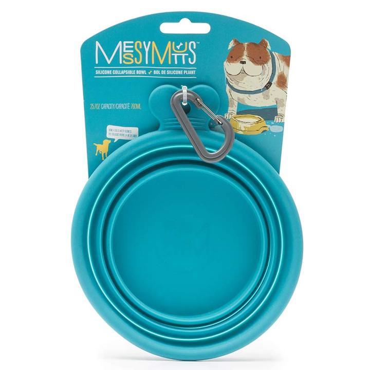 MESSY MUTTS SILICONE COLLAPSIBLE BOWL BLUE MED