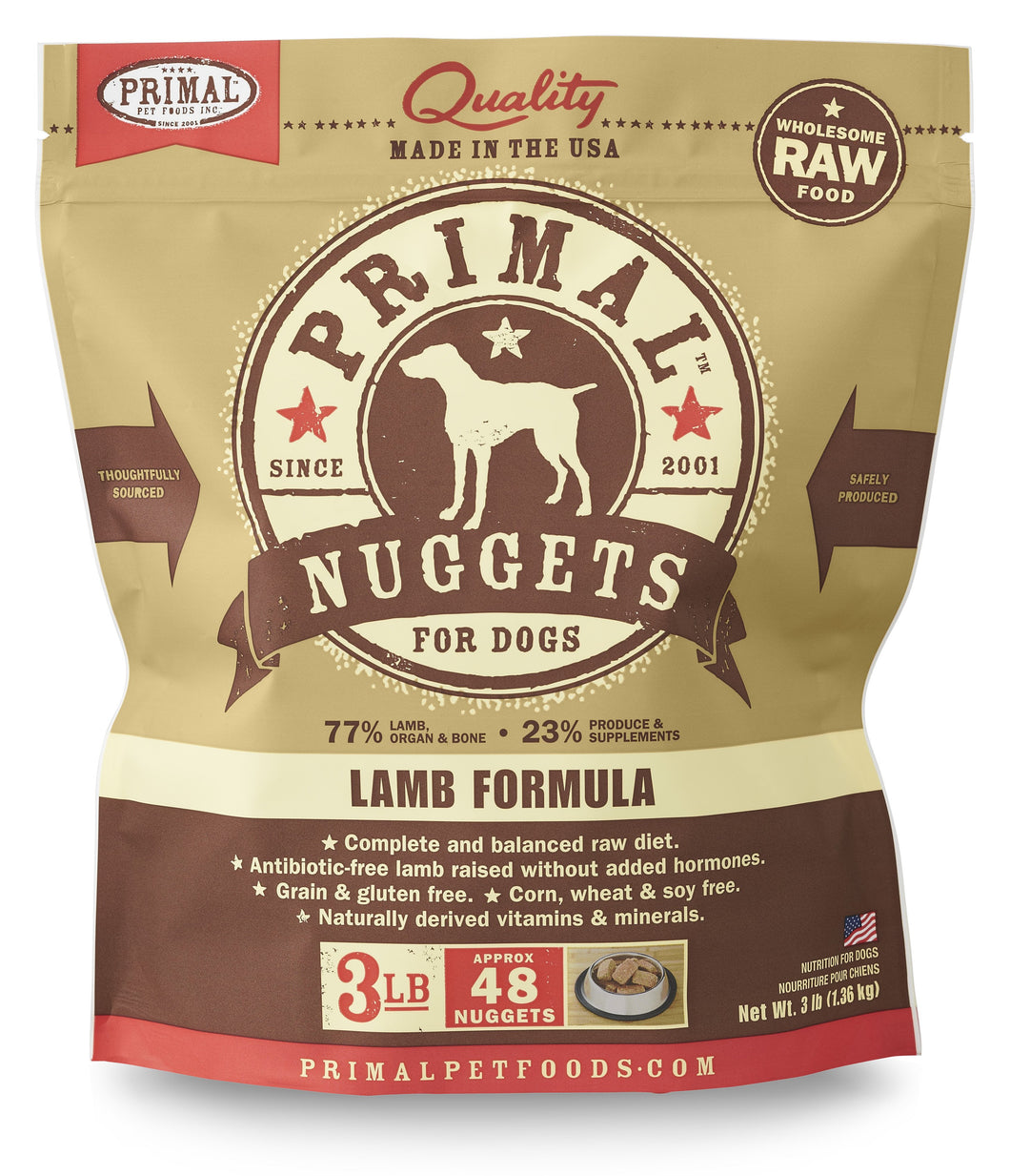 PRIMAL RAW FROZEN LAMB NUGGETS DOG 3LB