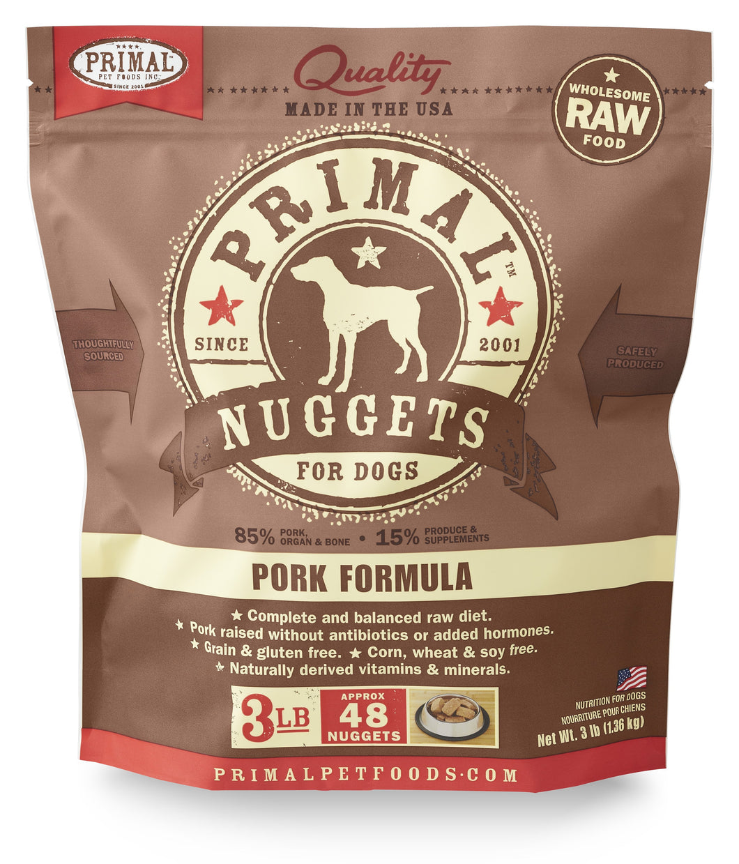 PRIMAL RAW FROZEN PORK NUGGETS DOG 3LB