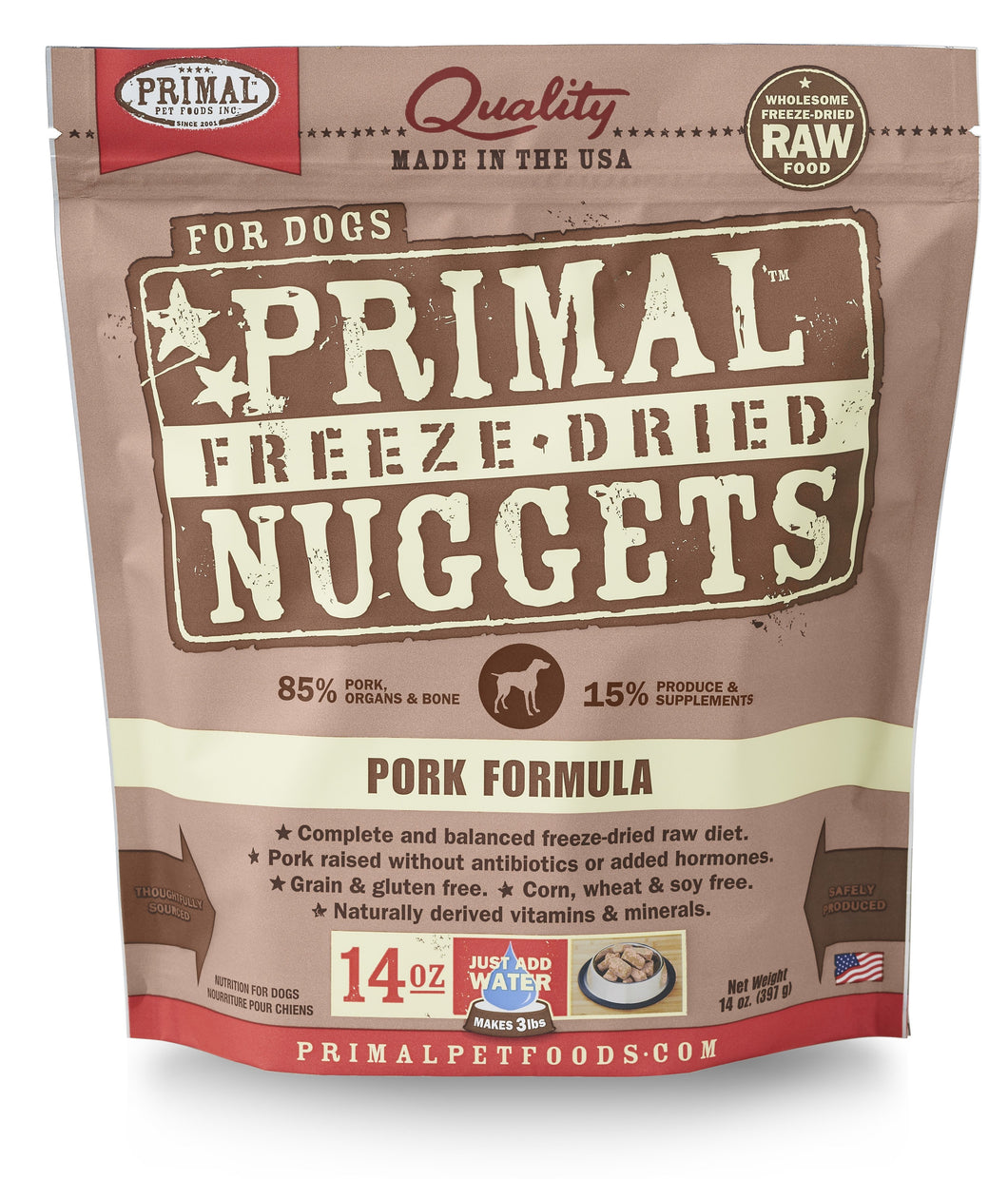 PRIMAL FREEZE DRIED PORK DOG 14OZ