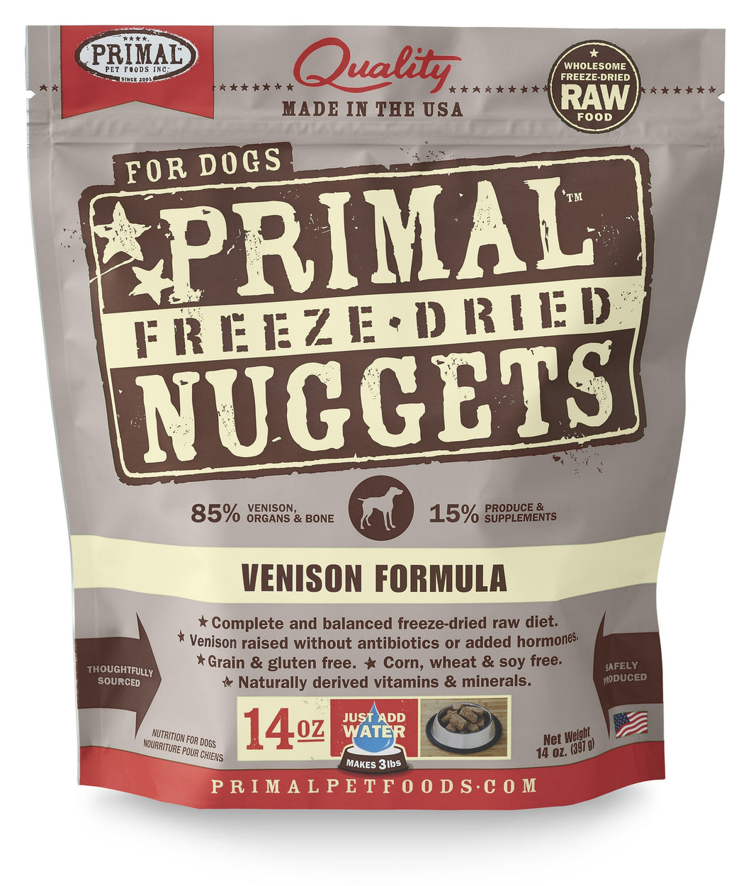 PRIMAL FREEZE DRIED VENISON DOG 14OZ