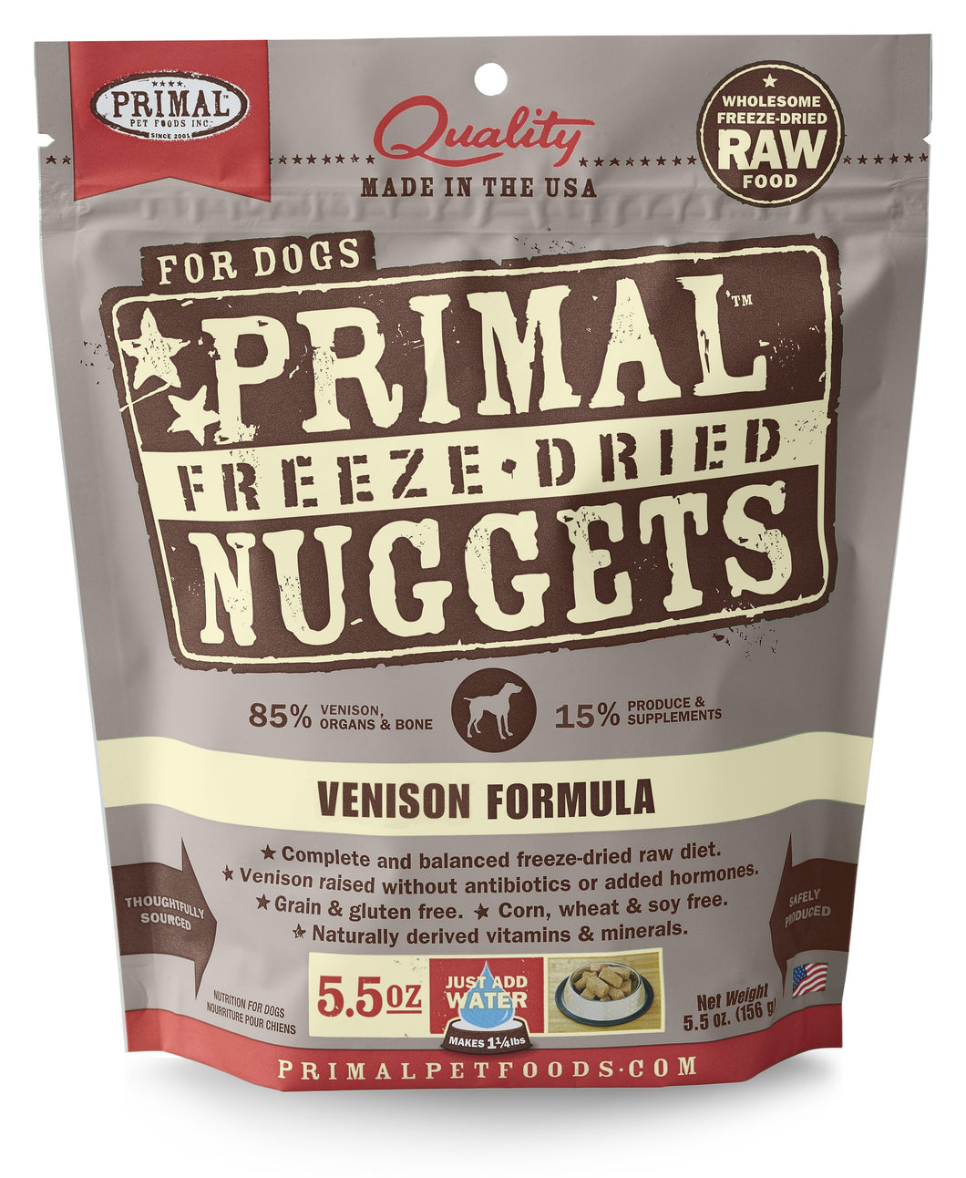 PRIMAL FREEZE DRIED VENISON DOG 5.5OZ
