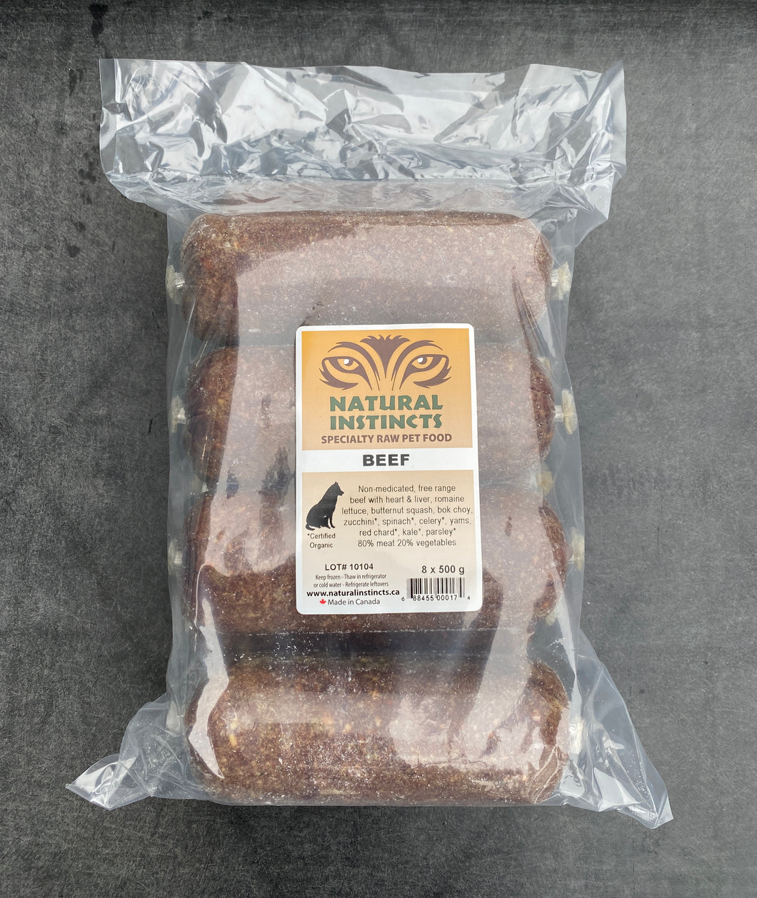 NATURAL INSTINCTS DOG BEEF/VEG MEAL 8 x 500G