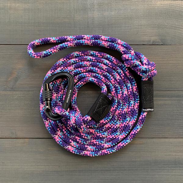 WILDERDOG LEASH LARGE CARABINER REFLECTIVE RAZZLEBERRY 5'