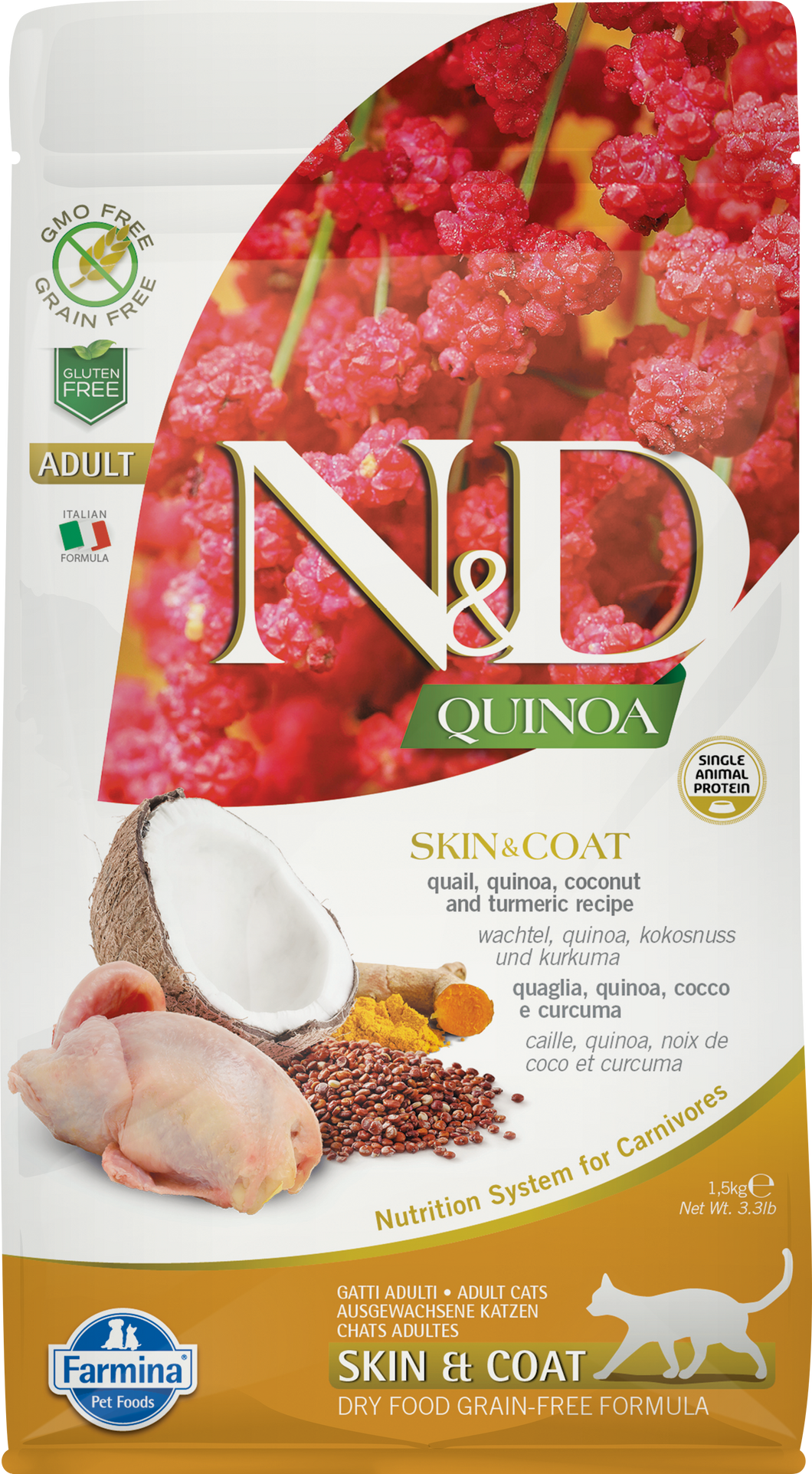 FARMINA QUINOA SKIN & COAT QUAIL CAT 1.5KG