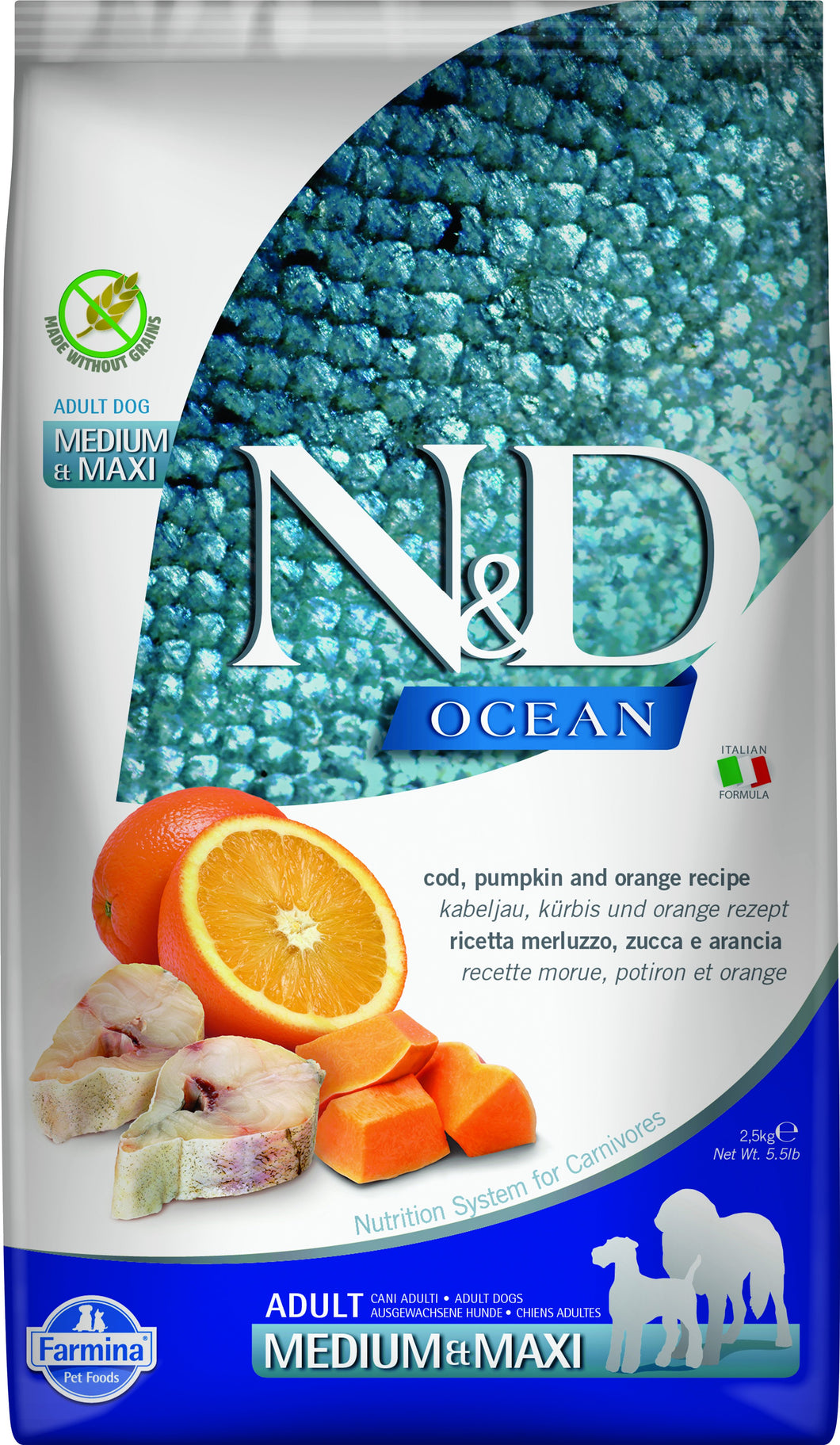 FARMINA OCEAN COD/ORANGE DOG MED/MAX 2.5KG
