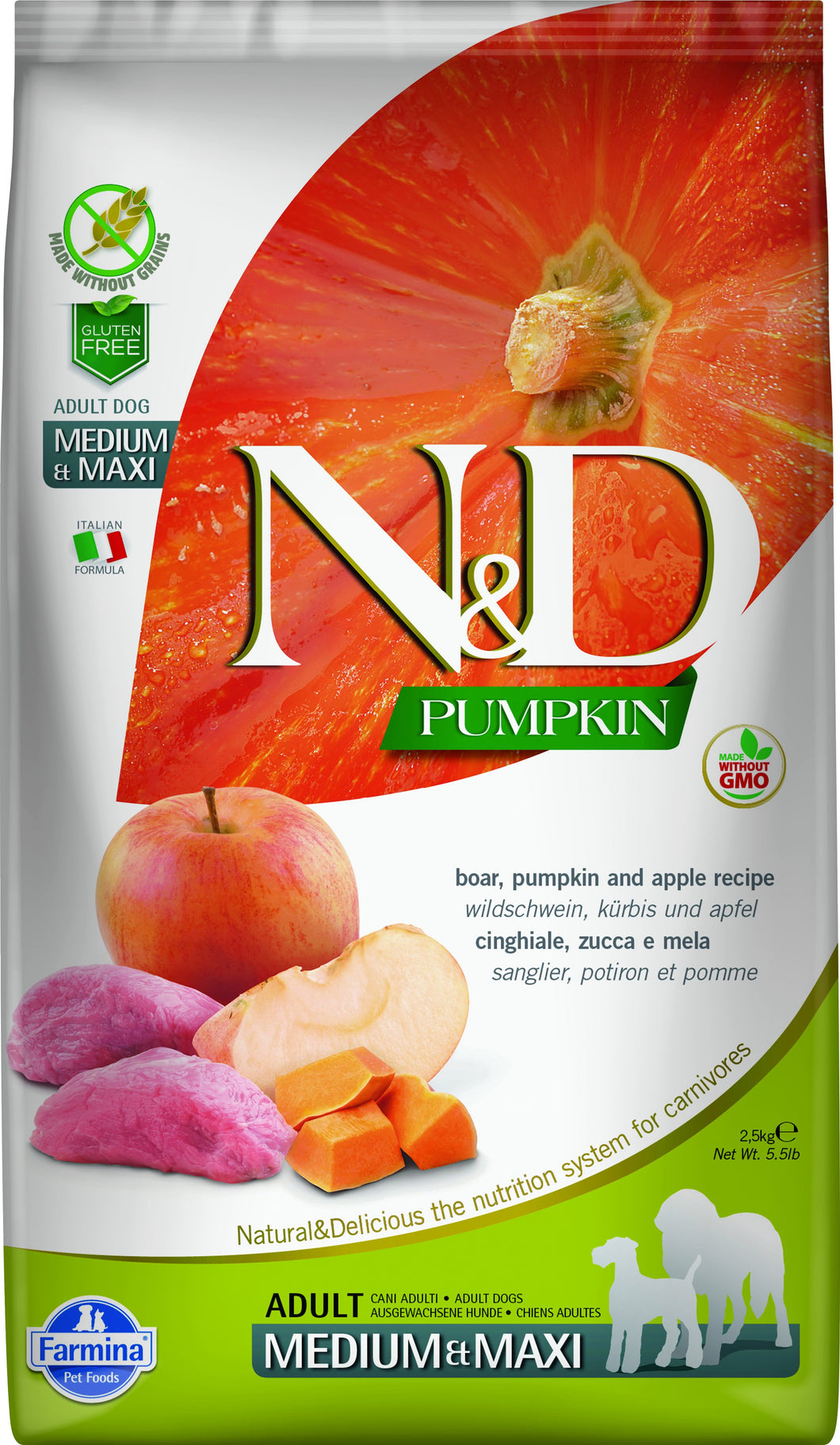 FARMINA PUMPKIN BOAR/APPLE DOG MED/MAXI 12KG