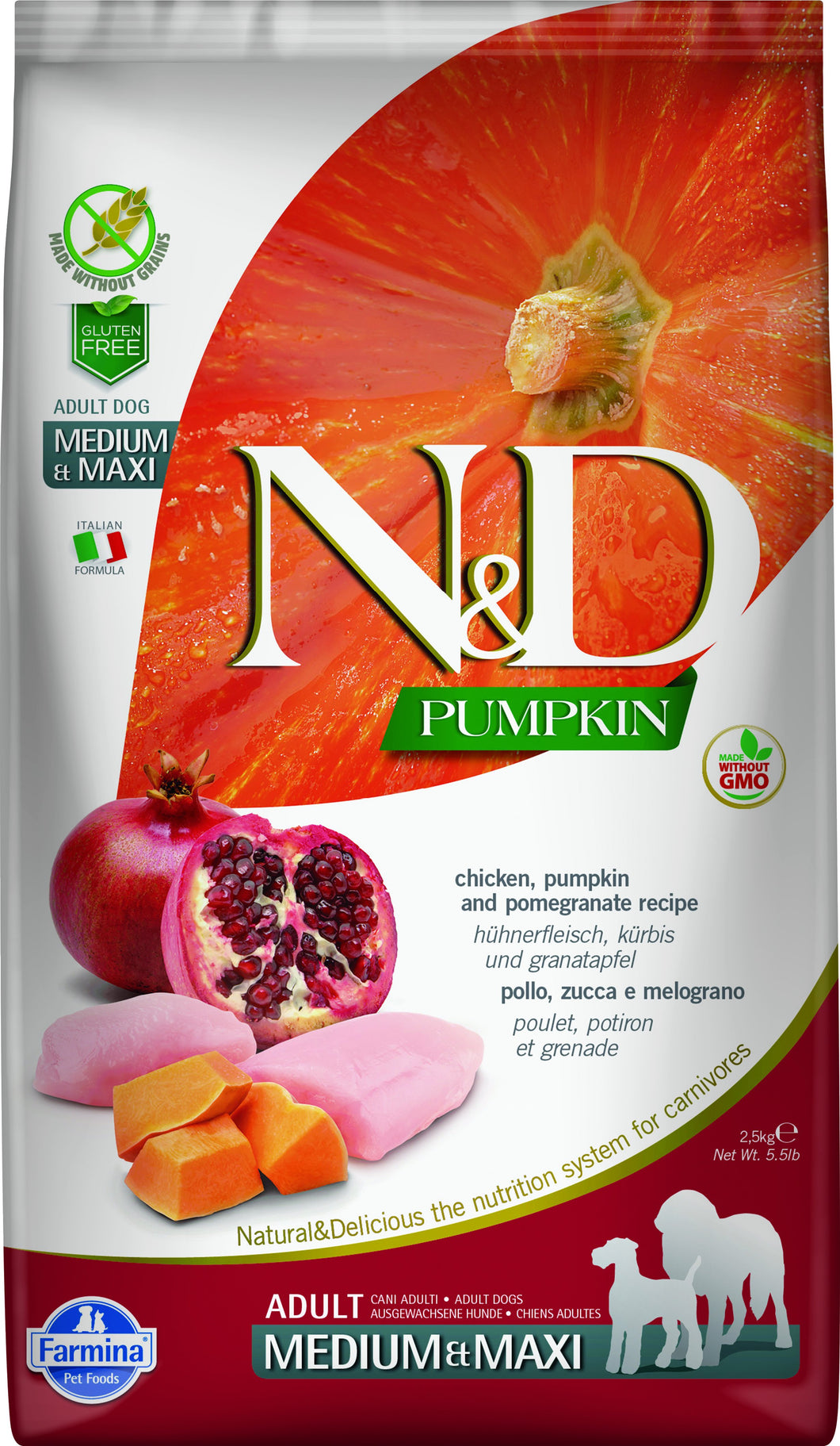 FARMINA PUMPKIN CHICKEN/POMEGRANATE DOG MED/MAXI 2.5KG