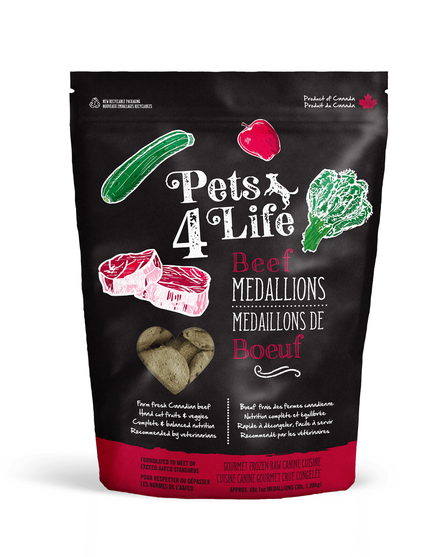 PETS 4 LIFE RAW DOG BEEF MEDALLIONS 3LB
