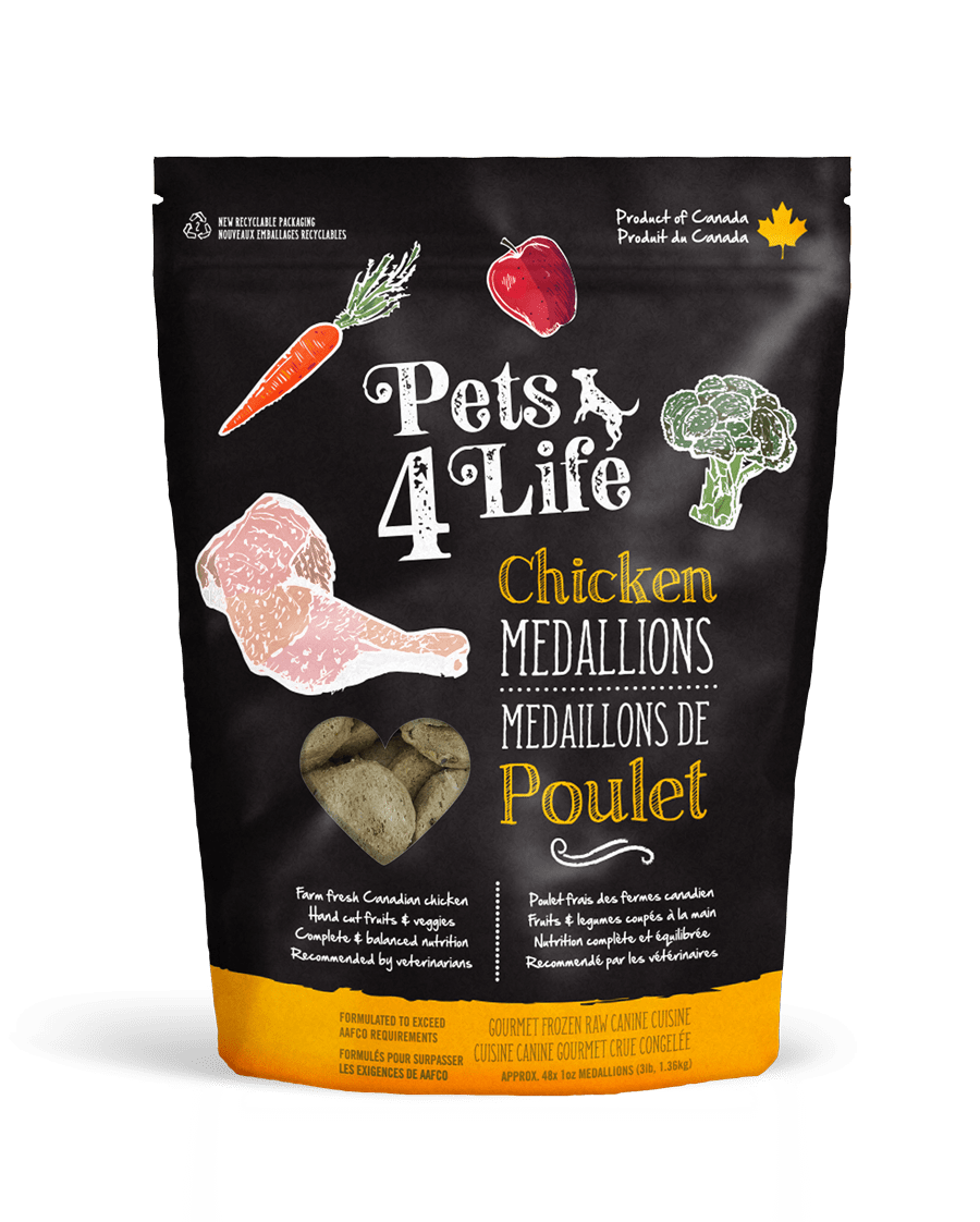 PETS 4 LIFE RAW DOG CHICKEN MEDALLIONS 3LB