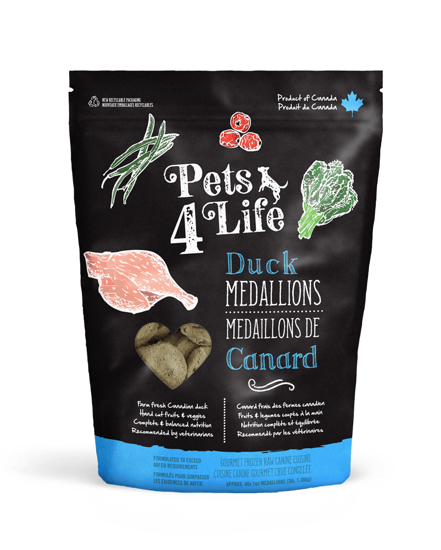 PETS 4 LIFE RAW DOG DUCK MEDALLIONS 3LB