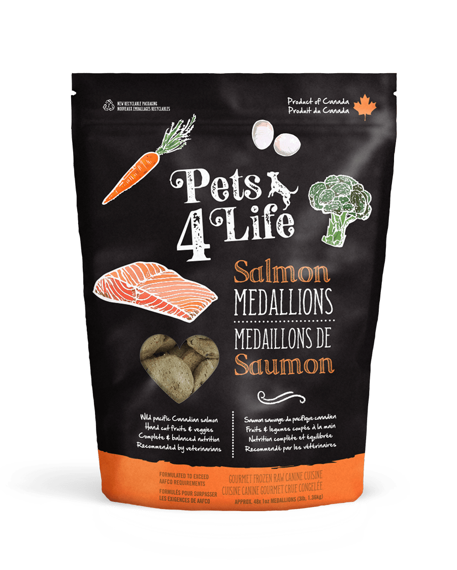 PETS 4 LIFE RAW DOG SALMON MEDALLIONS 3LB