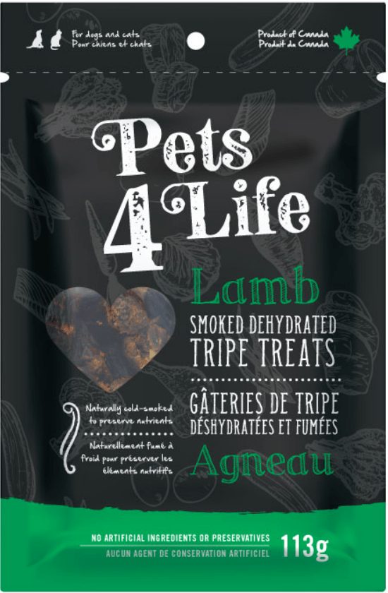 PETS 4 LIFE SMOKE LAMB TRIPE BITES 113G