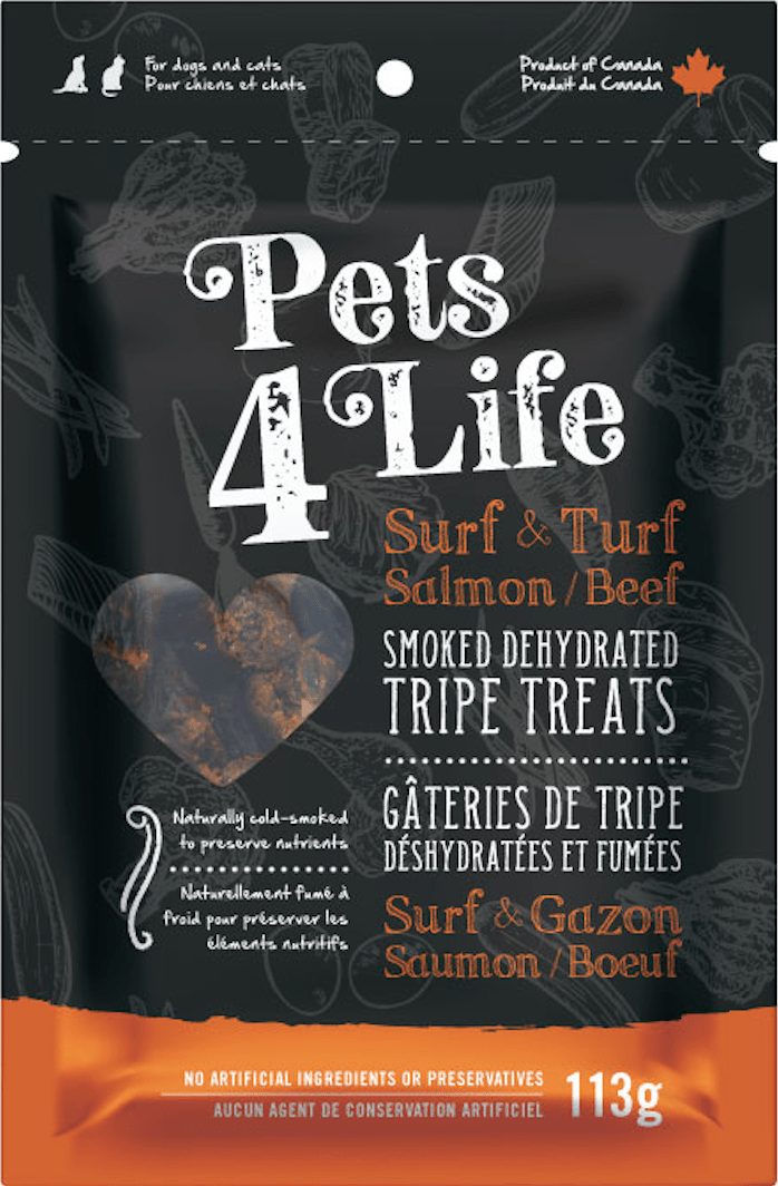 PETS 4 LIFE SMOKE BEEF TRIPE/SALMON 113G