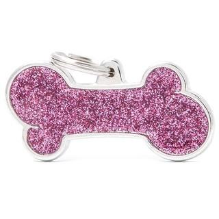 MY FAMILY GLITTER BONE PINK XLG TAG