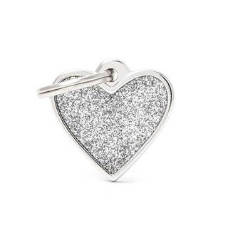 MY FAMILY GLITTER HEART GREY SMALL TAG